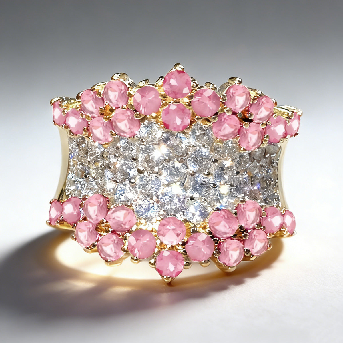 3ctw Ruby and White Sapphire Cluster Cocktail Ring