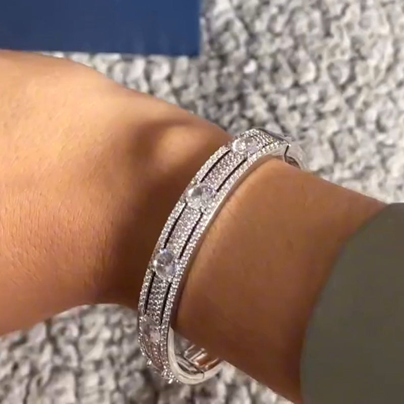 6ctw Round Cut White Sapphire Paved Hollow Bangle