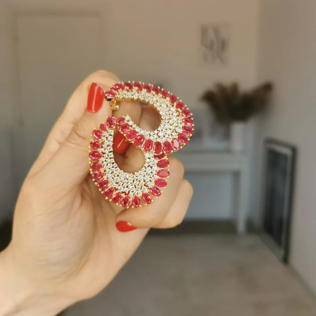 Nature Inspired 16CTW Oval Cut Ruby Statement Earrings