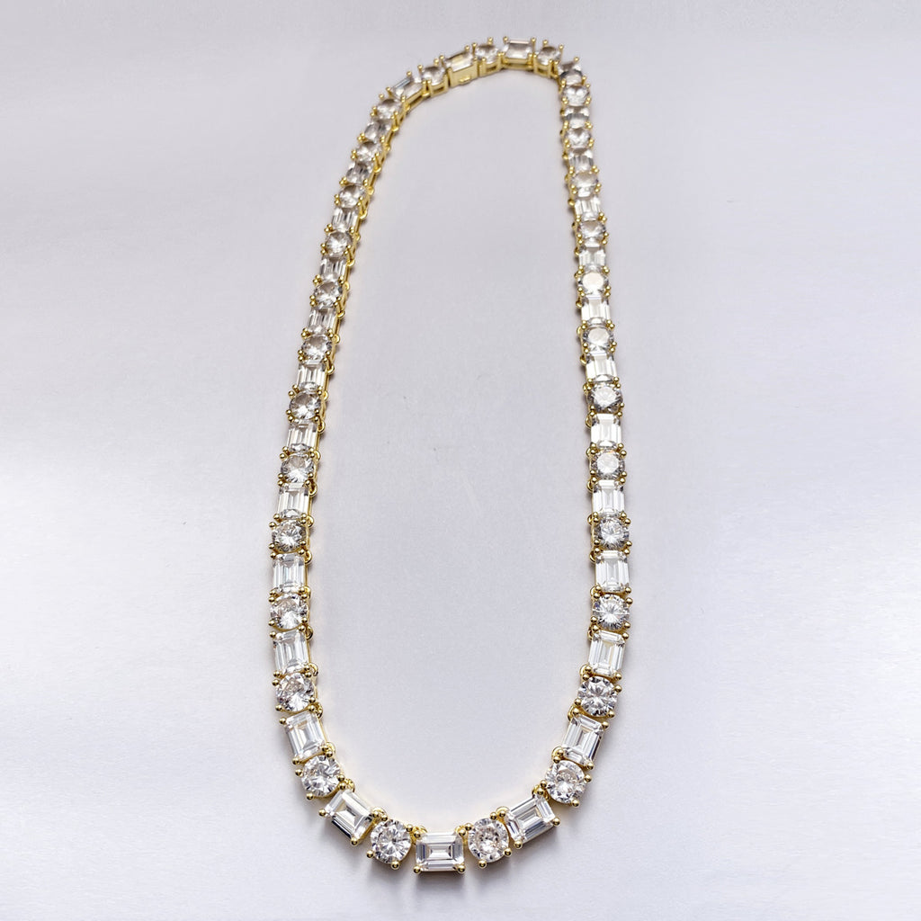 49ctw Round and Emerald Cut Tennis Necklace
