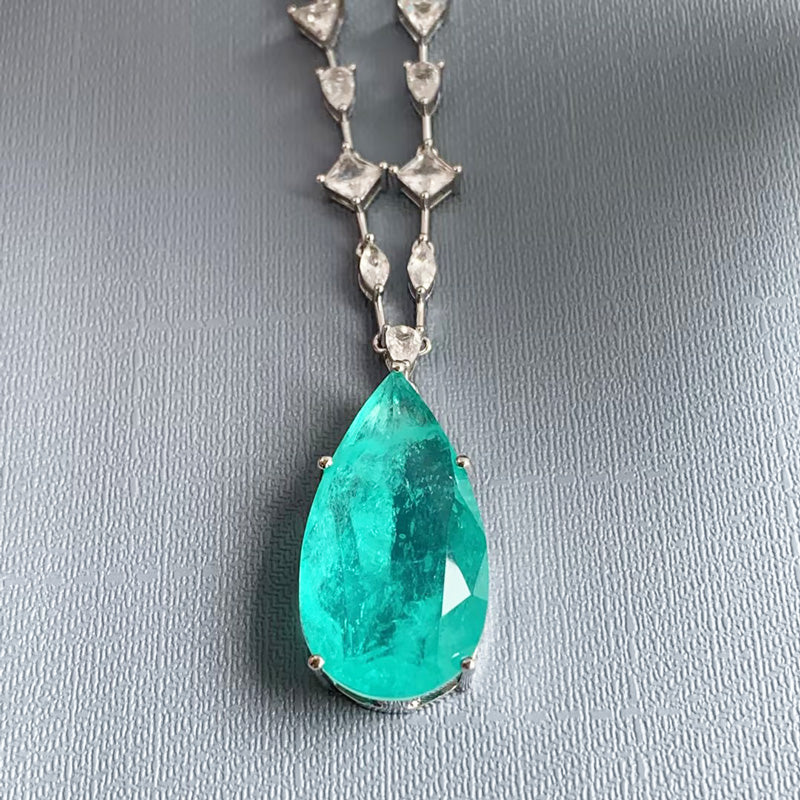 Multi-cut Chain 14ct Pear Cut Paraíba Tourmaline Necklace