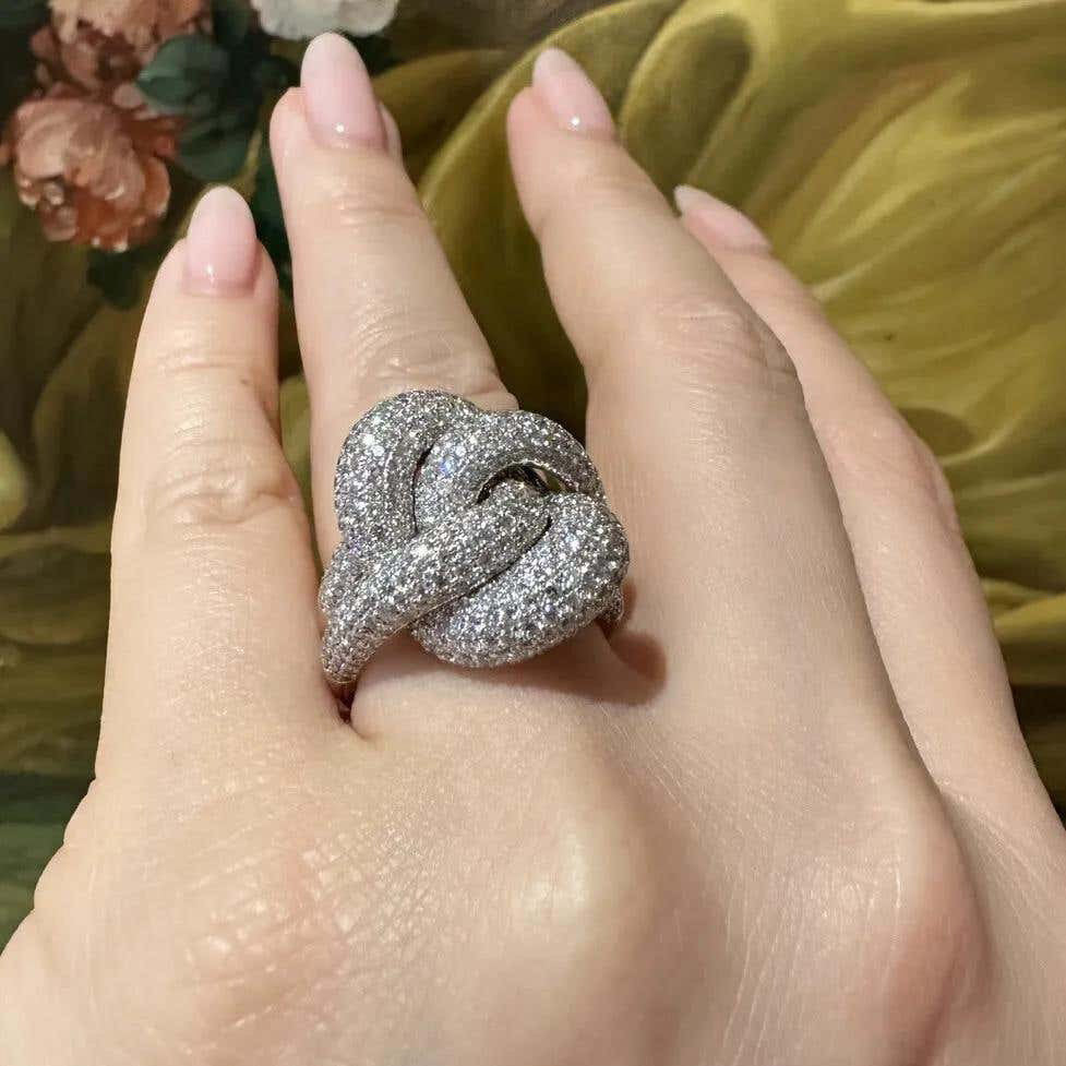 5ctw White Sapphire Paved Cross Knot Cocktail Ring