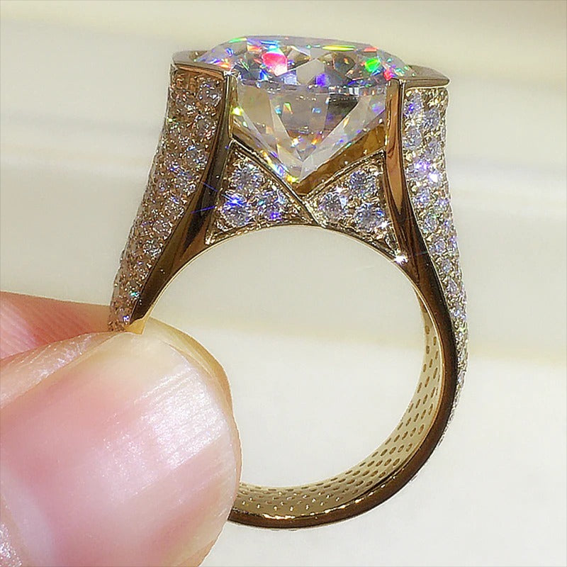 10.4ct Round Cut Bold Allover Paved Ring
