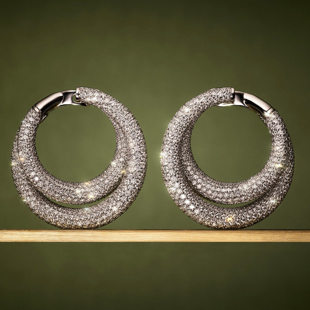 16ctw White Sapphire Paved Double-Hoop Earrings