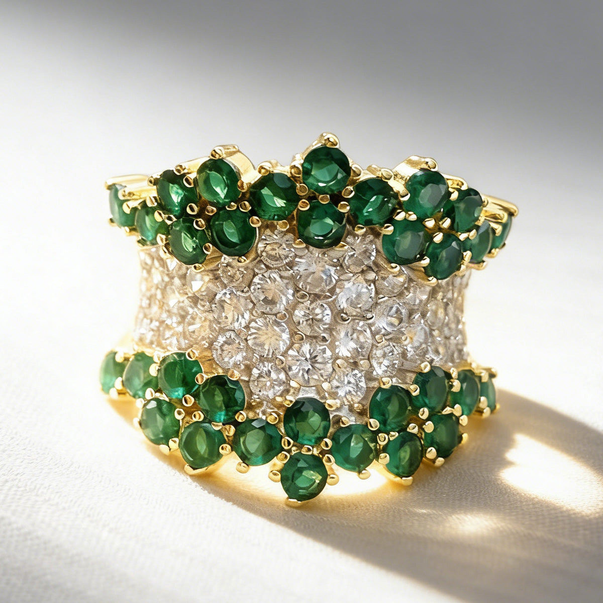 3ctw Ruby and White Sapphire Cluster Cocktail Ring