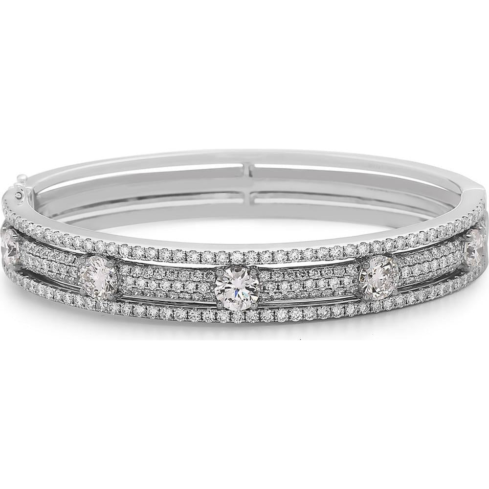 6ctw Round Cut White Sapphire Paved Hollow Bangle