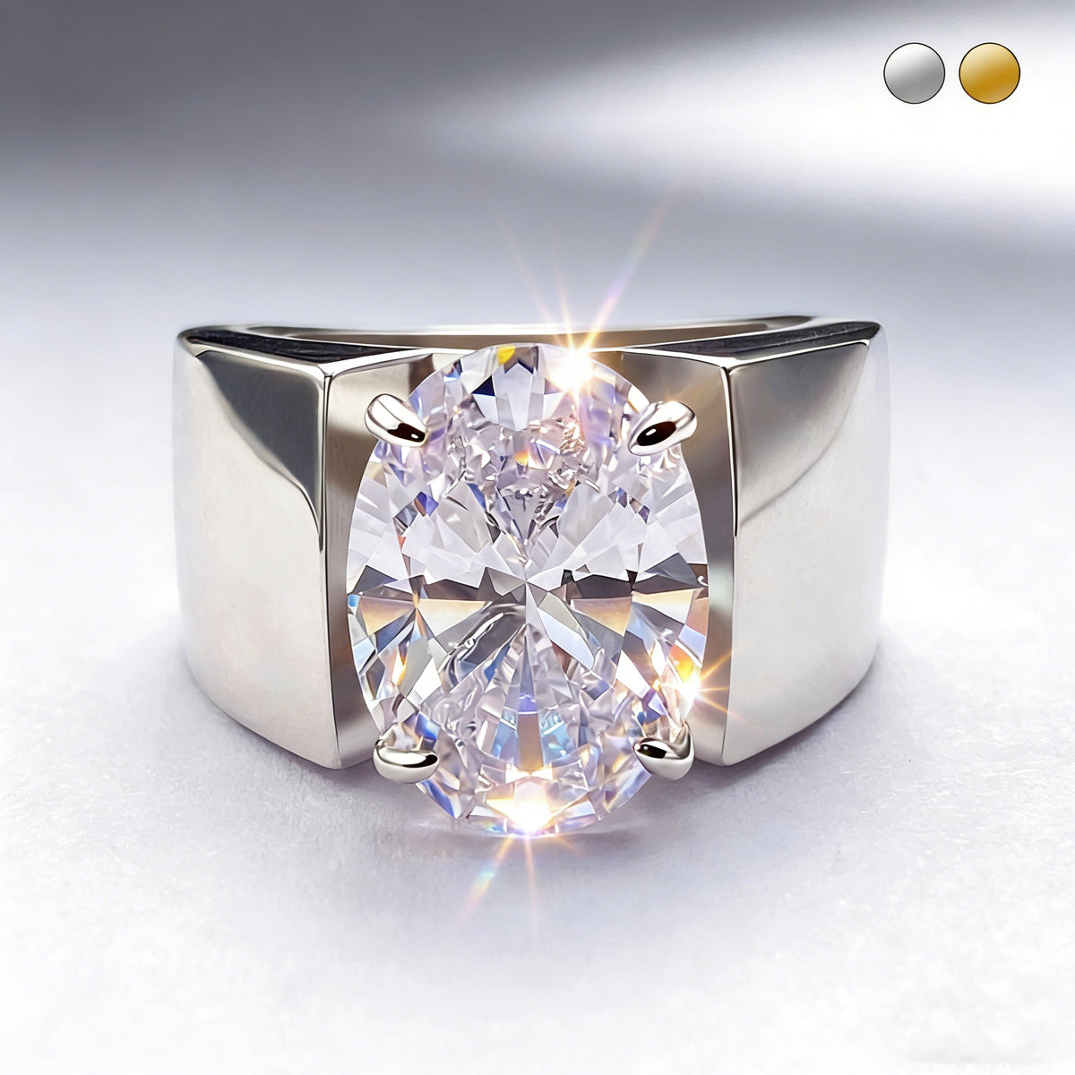 5.8ct 10*14MM Oval Cut White Sapphire Simple Classic Engagement Ring