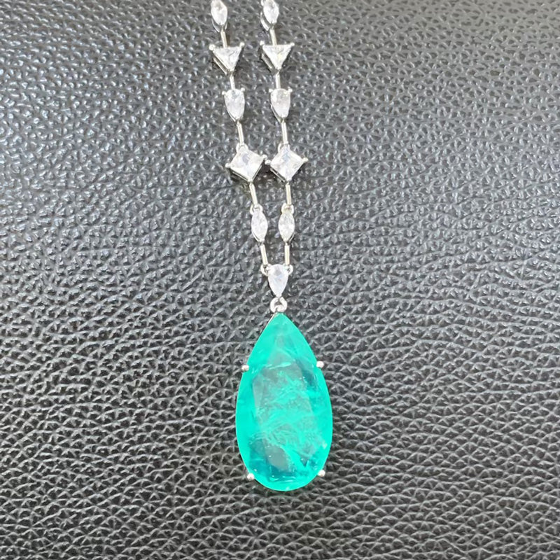 Multi-cut Chain 14ct Pear Cut Paraíba Tourmaline Necklace