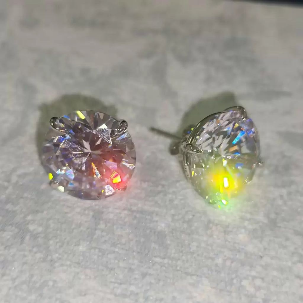 14MM 20ctw Huge Round Cut Classic Stud Earrings