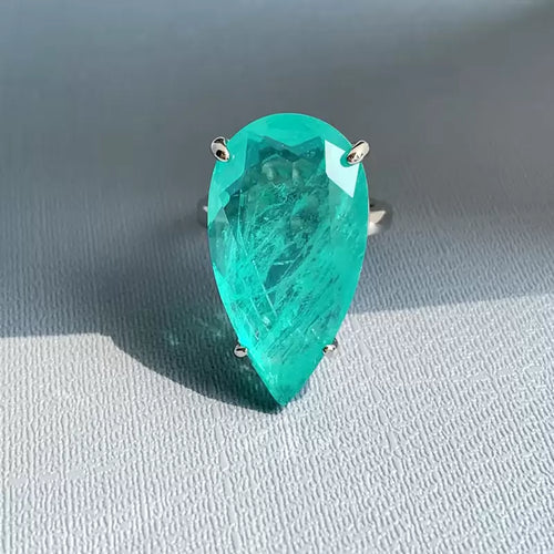 14ct Pear Cut Green Blue Paraiba Tourmaline Cocktail Ring