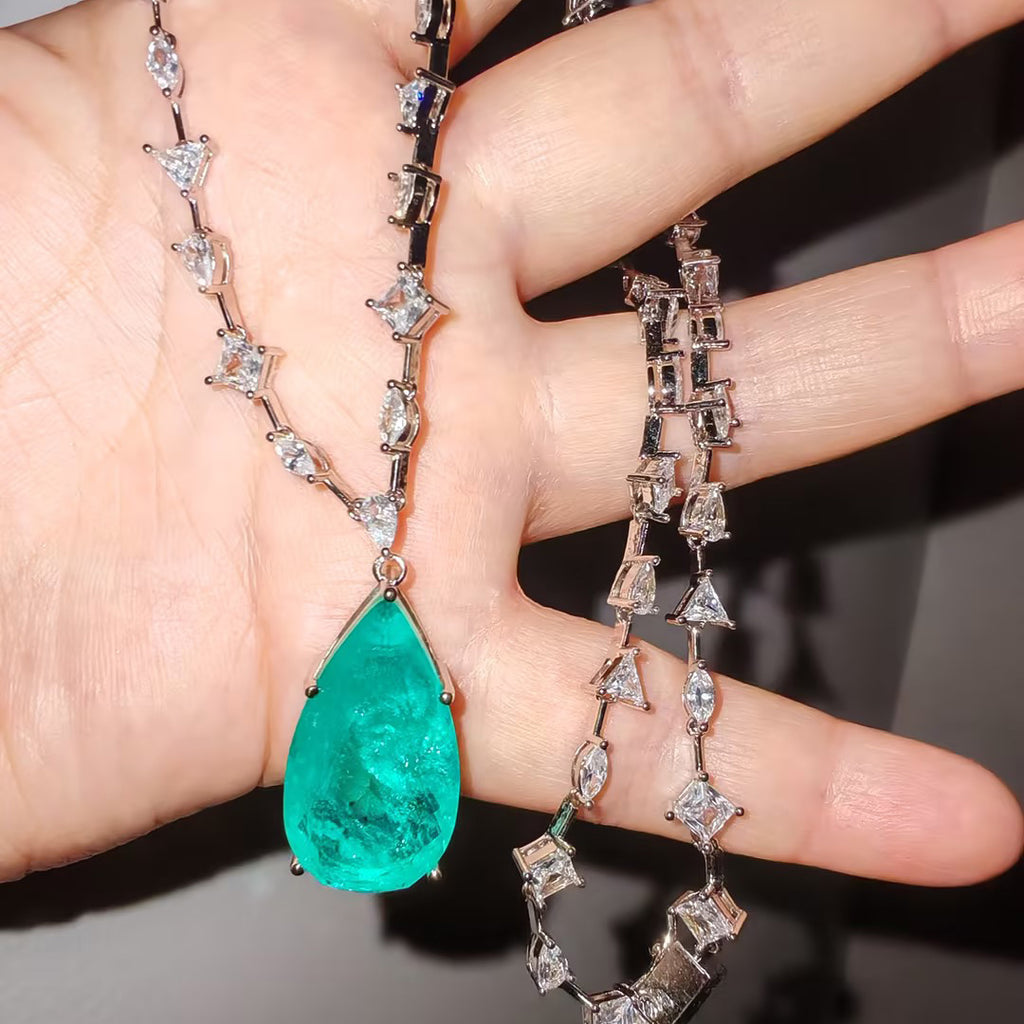 Multi-cut Chain 14ct Pear Cut Paraíba Tourmaline Necklace