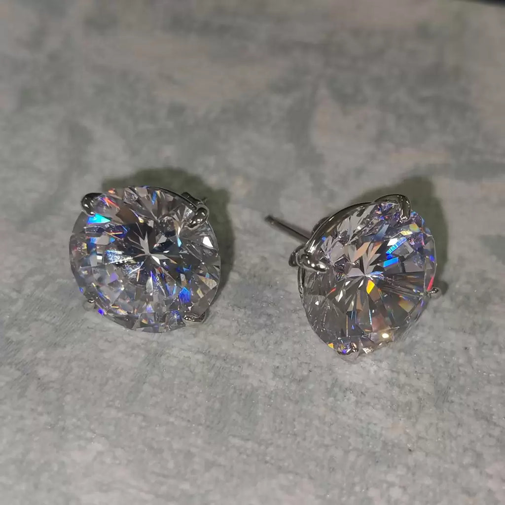 14MM 20ctw Huge Round Cut Classic Stud Earrings
