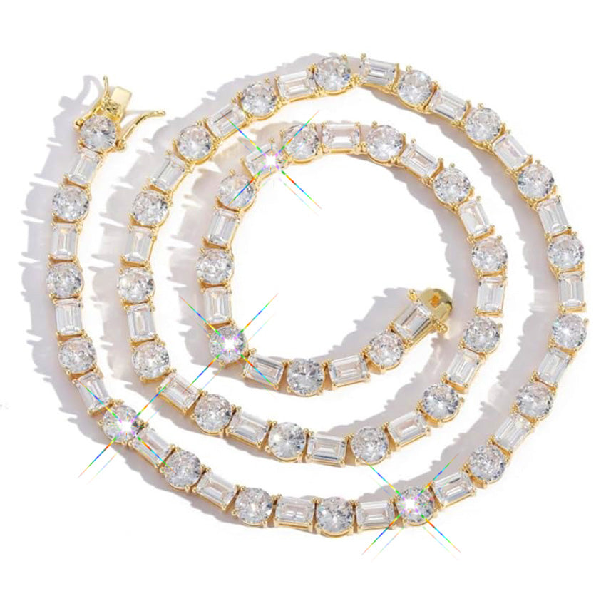 49ctw Round and Emerald Cut Tennis Necklace