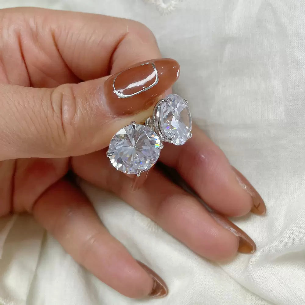 14MM 20ctw Huge Round Cut Classic Stud Earrings