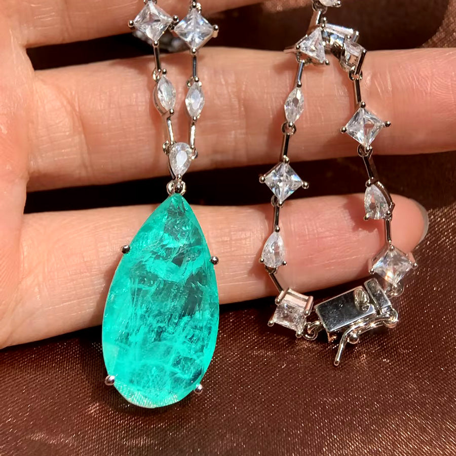 Multi-cut Chain 14ct Pear Cut Paraíba Tourmaline Necklace