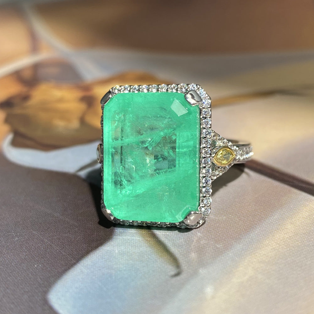 14ct Emerald Cut Emerald European Shank Engagement Ring