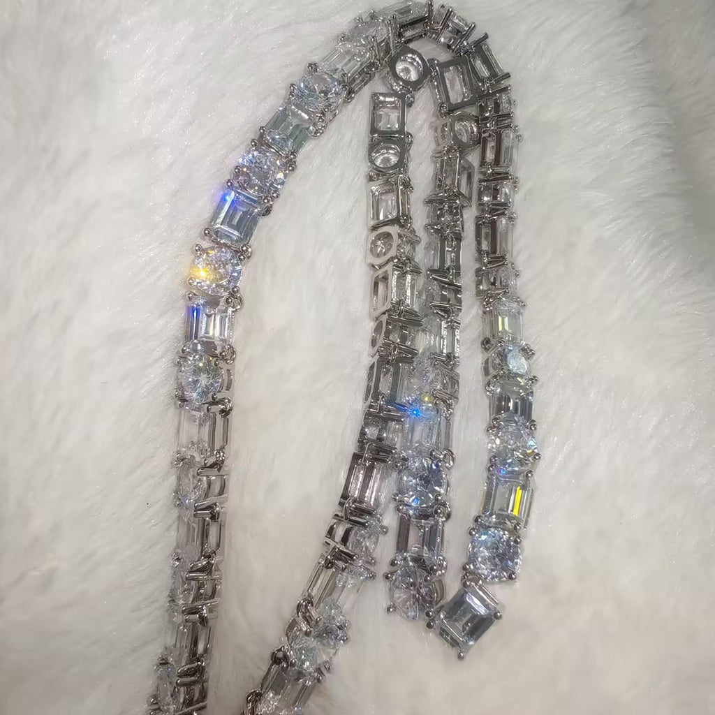 49ctw Round and Emerald Cut Tennis Necklace