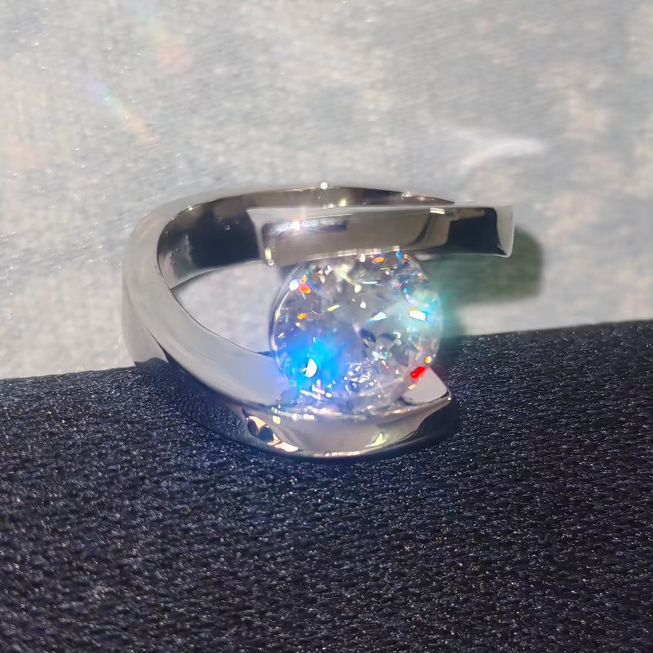 3ct Round Cut White Sapphire Bypass Engagement Ring