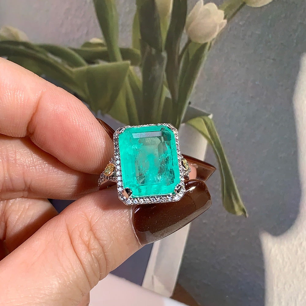 14ct Emerald Cut Emerald European Shank Engagement Ring