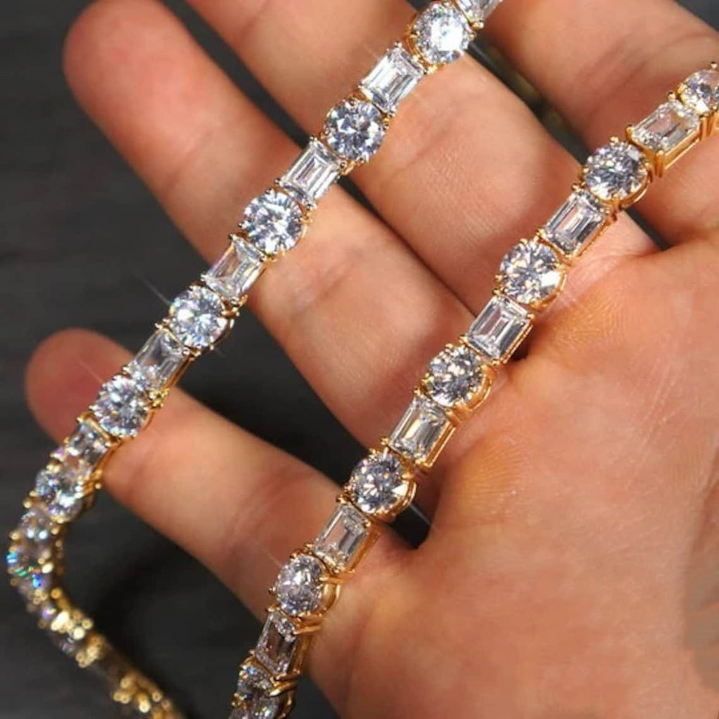 49ctw Round and Emerald Cut Tennis Necklace