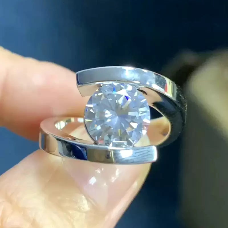 3ct Round Cut White Sapphire Bypass Engagement Ring