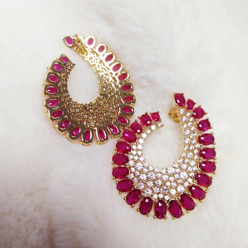 Nature Inspired 16CTW Oval Cut Ruby Statement Earrings