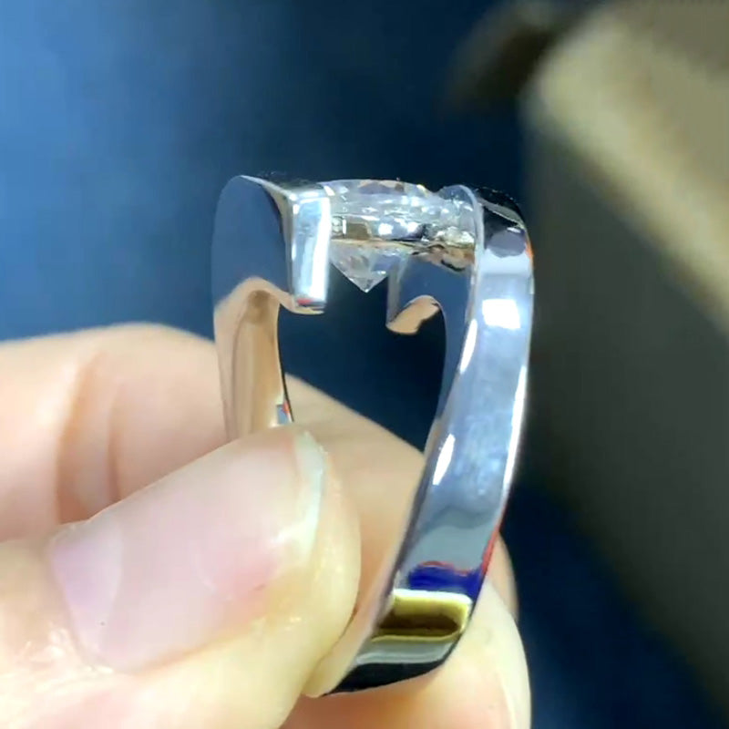 3ct Round Cut White Sapphire Bypass Engagement Ring