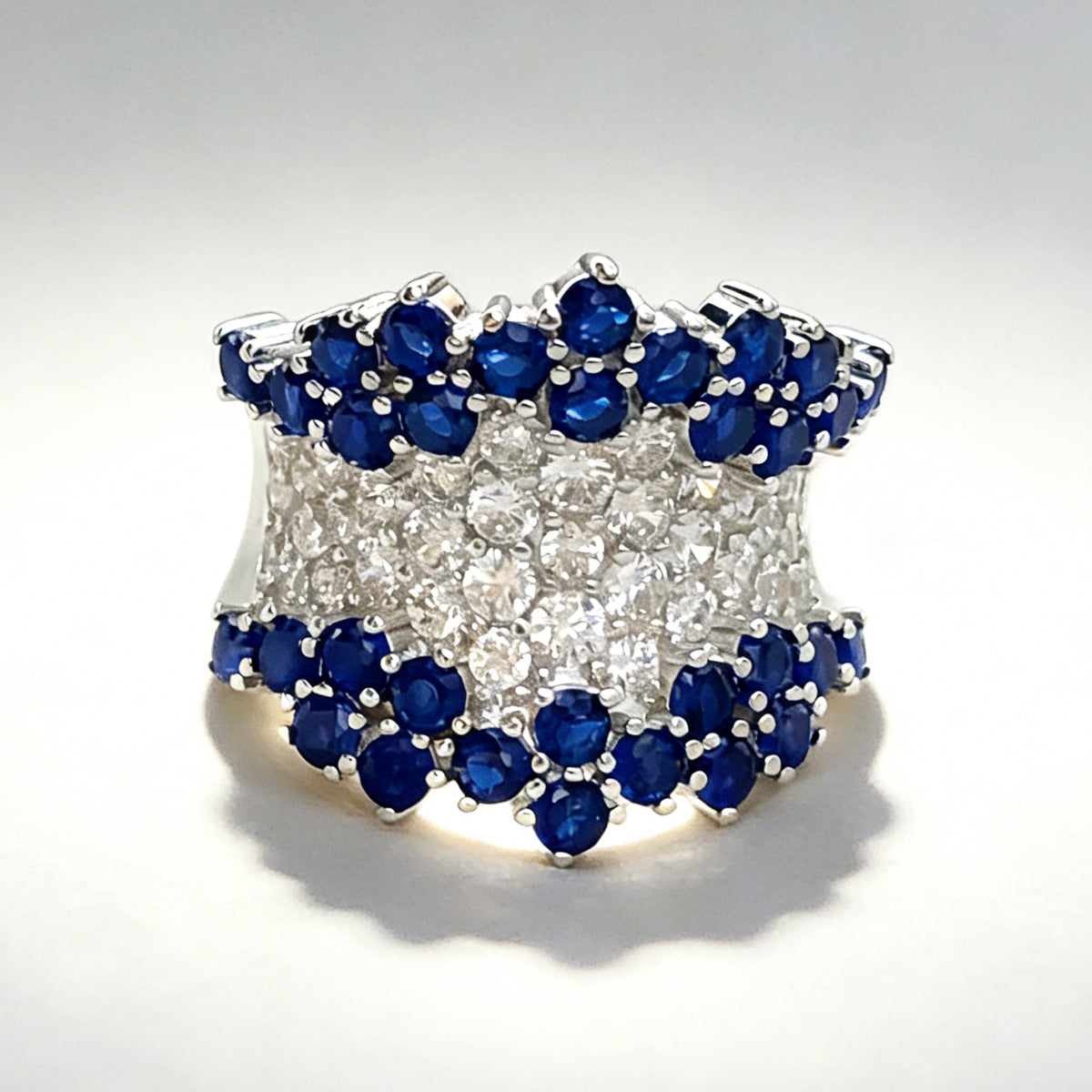 3ctw Ruby and White Sapphire Cluster Cocktail Ring
