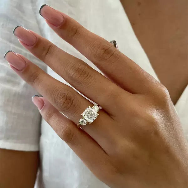 2.5 CTW Cushion Cut White Cubic Zirconia 925 Sterling Silver Engagement Ring