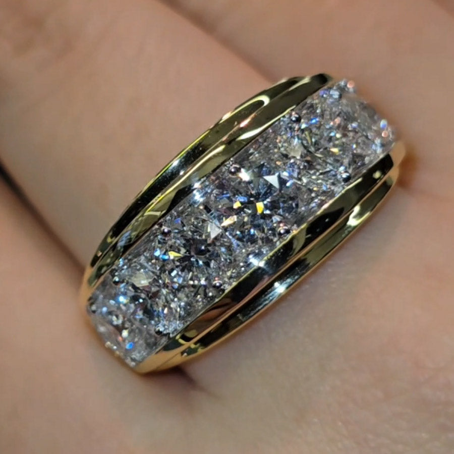 2.2 Ctw Round Cut White Cubic Zirconia 925 Sterling Silver Band