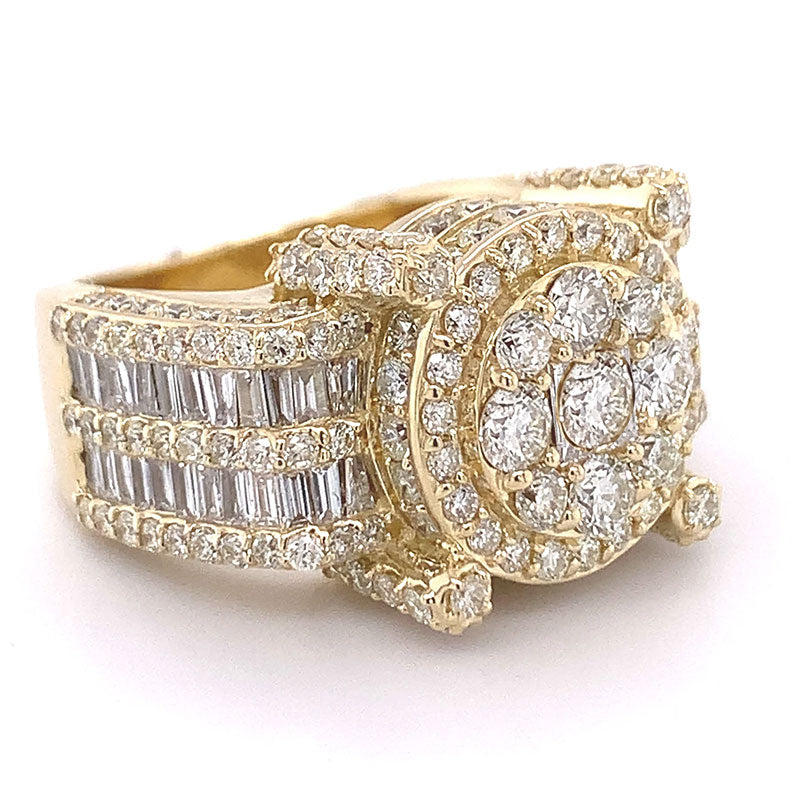 4 CTW Baguette & Round Cut White Cubic Zirconia 925 Sterling Silver Ring