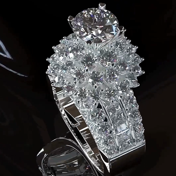 15 CTW Round Cut White Cubic Zirconia 925 Sterling Silver Engagement Ring
