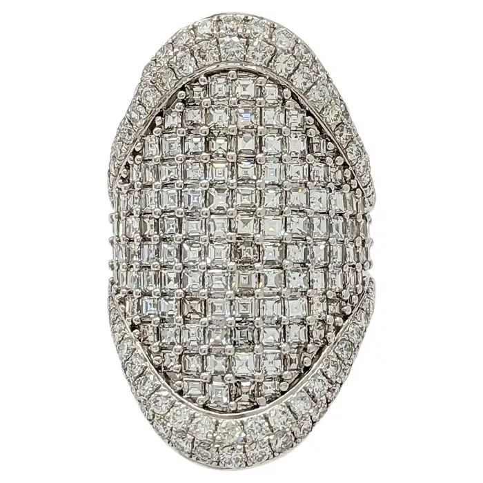 5 CTW Round & Square Cut White Cubic Zirconia 925 Sterling Silver Vintage Ring