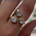 5 CTW Cushion & Pear & Round Cut White Cubic Zirconia 925 Sterling Silver Ring
