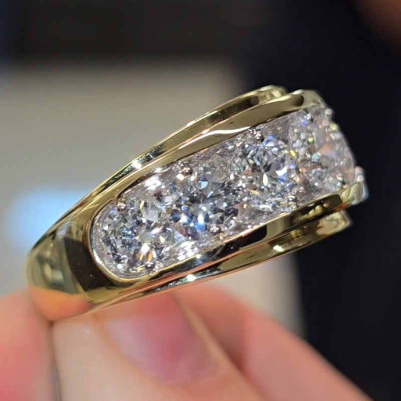 2.2 Ctw Round Cut White Cubic Zirconia 925 Sterling Silver Band
