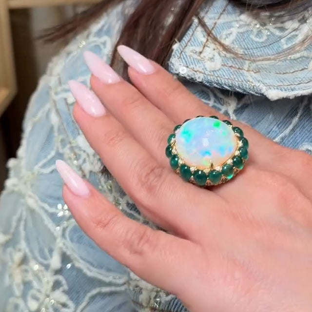 16ct Oval Cabochon Opal Birthstone Ring