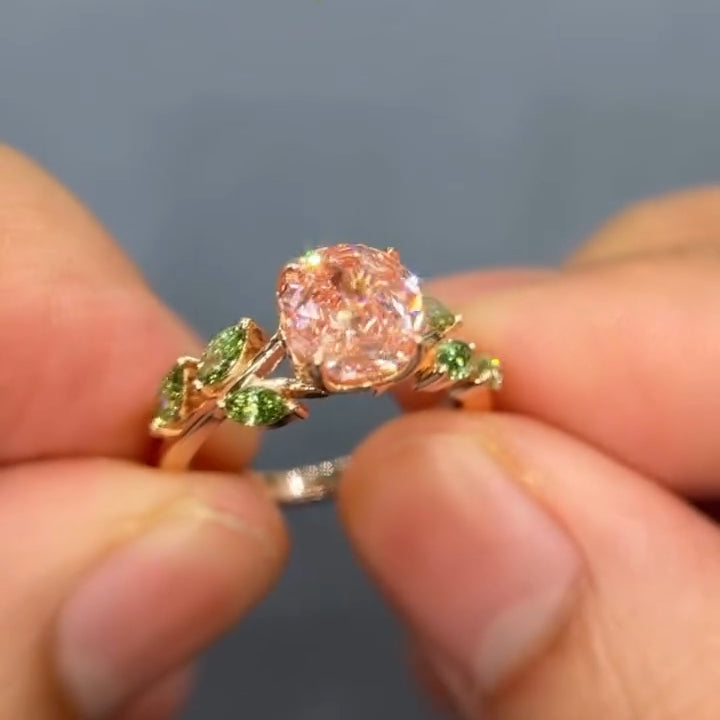2ct Rose-Cut and Marquise-Cut Pink Sapphire Rose Petal Ring