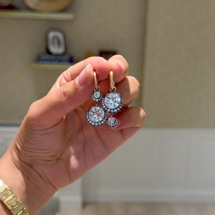 Vintage-Style Drop Earrings with 2.0 ctw Old-Cut Round Sapphires