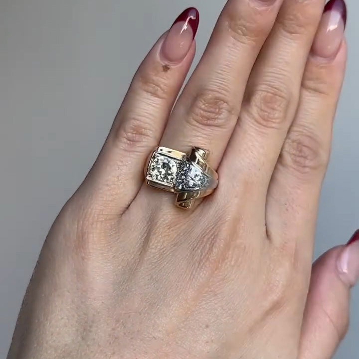 2.3 CTW Round Cut White Cubic Zirconia 925 Sterling Silver Vintage Ring