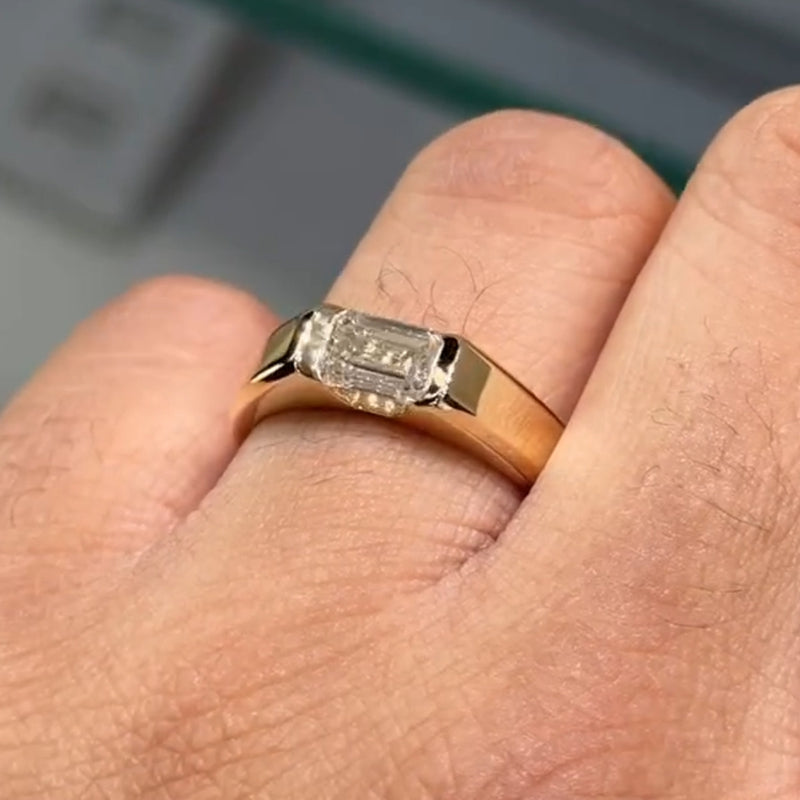 1.5ct Emerald-Cut Men’s Minimalist Sapphire Engagement Ring