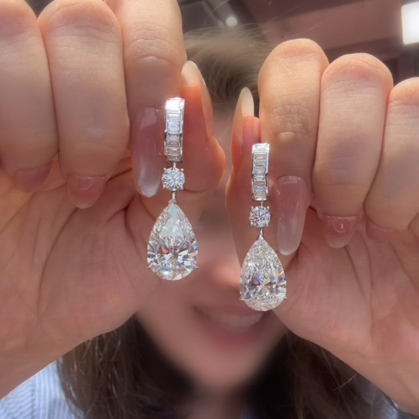 8-Carat Pear-Cut Sapphire Pendant Earrings