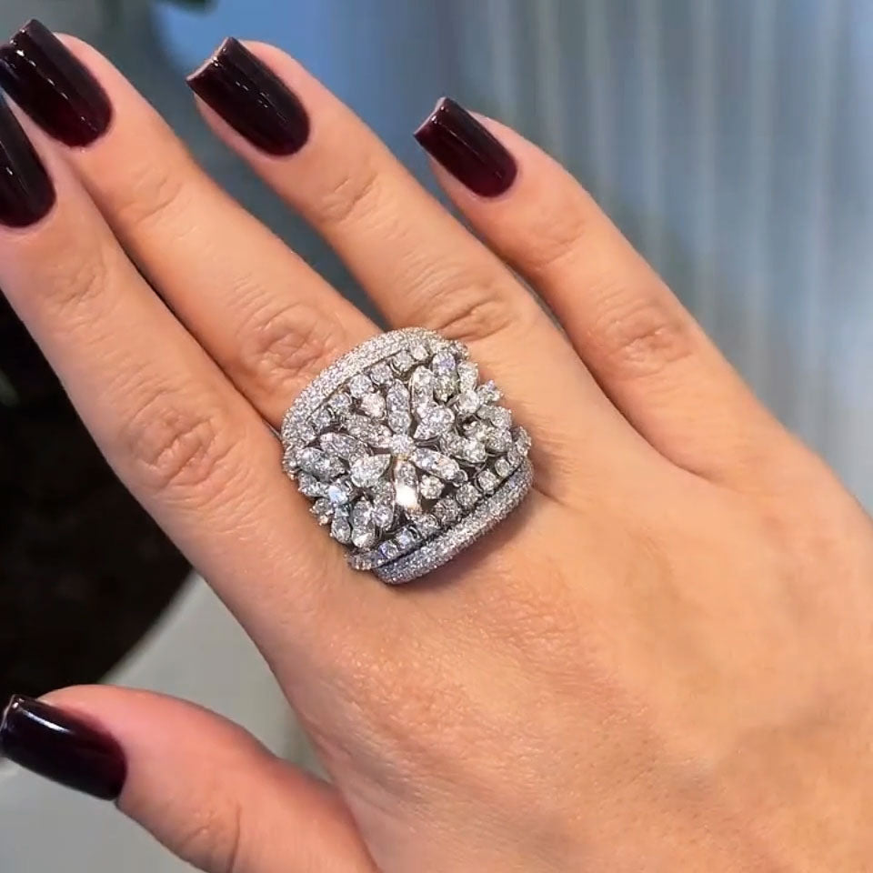 3ctw Round Sapphire Cluster Wide Ring