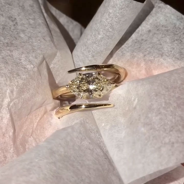 2.1ct Marquise-Cut Sculptural 3-Band Ring