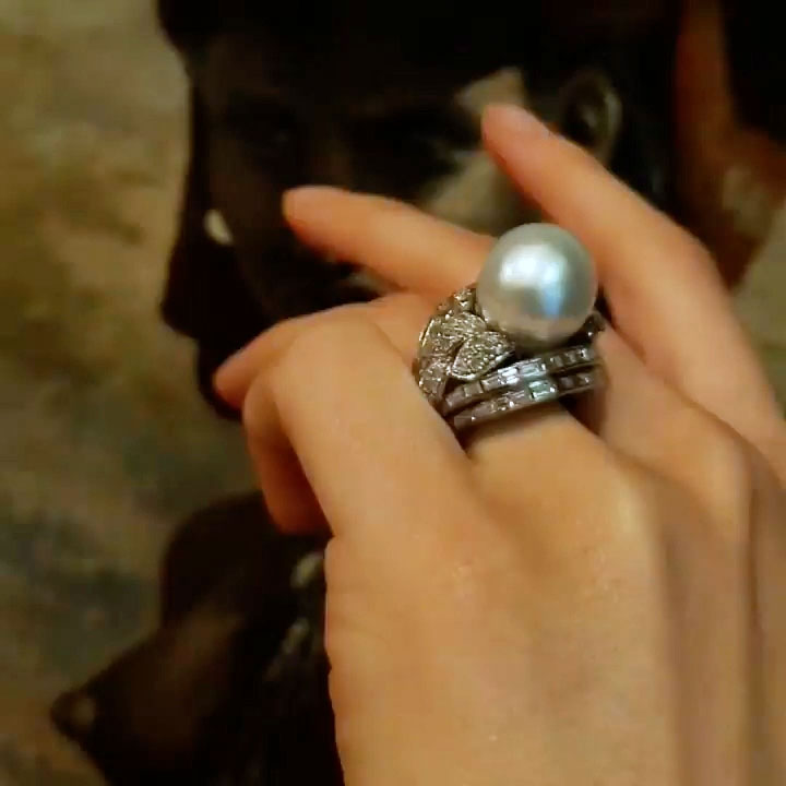 2.0ct Marquise-Cut Sapphire and Pearl Ring