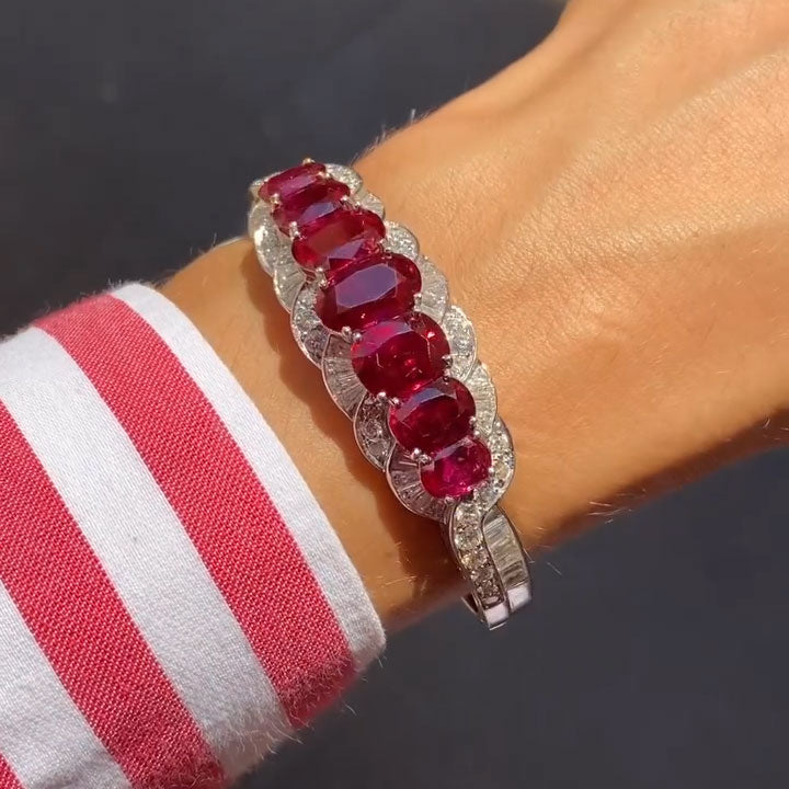 30 ctw Oval-Cut Ruby Bracelet