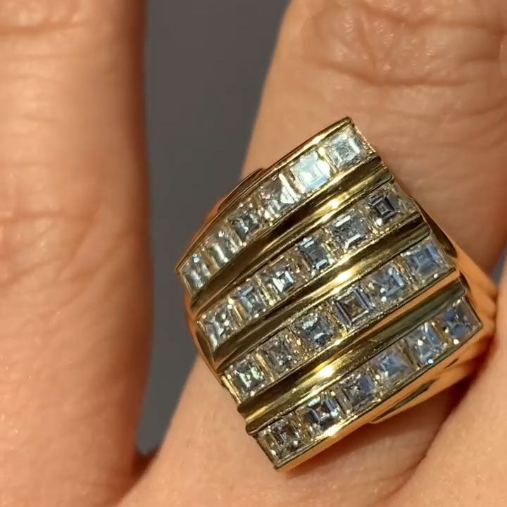 2 ctw Square-Cut Four-Row Channel-Set Sapphire Ring