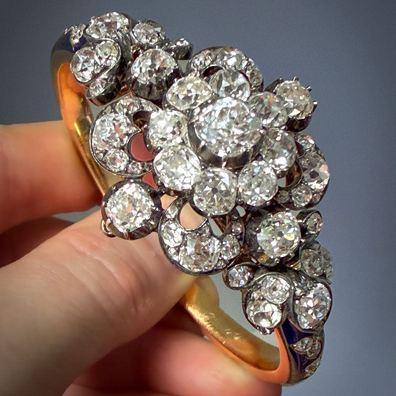 10 ctw Vintage-Style Sapphire Cluster Bracelet Featuring Old-Cut Stones