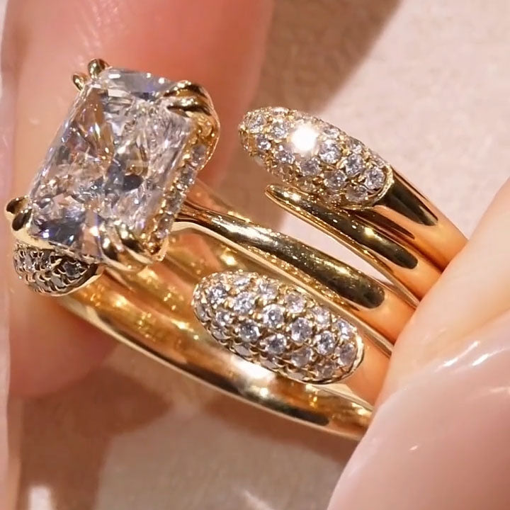 4-Carat Radiant-Cut Sapphire Multi-Layer Stackable Ring