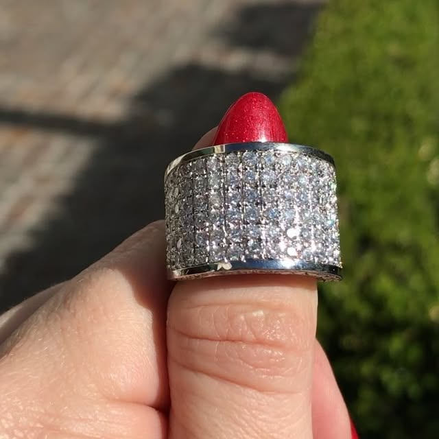 2 ctw Multi-Row Pavé-Set Round Sapphire Wide Band