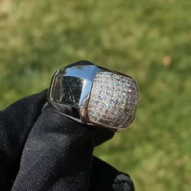 Men’s Luxury Pavé-Set Square Signet Ring
